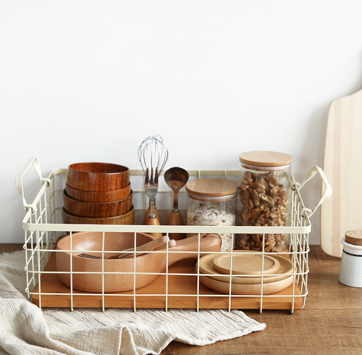 Japanese-style home wrought iron storage box Grocery storage basket wrought iron debris storage storage basket