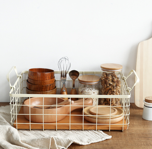 Japanese-style home wrought iron storage box Grocery storage basket wrought iron debris storage storage basket