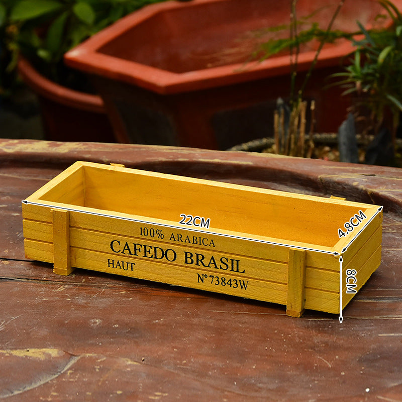 Grocery Desktop Distressed Long Strip Wooden Storage Box Succulent Potted Letter Box Flower Device