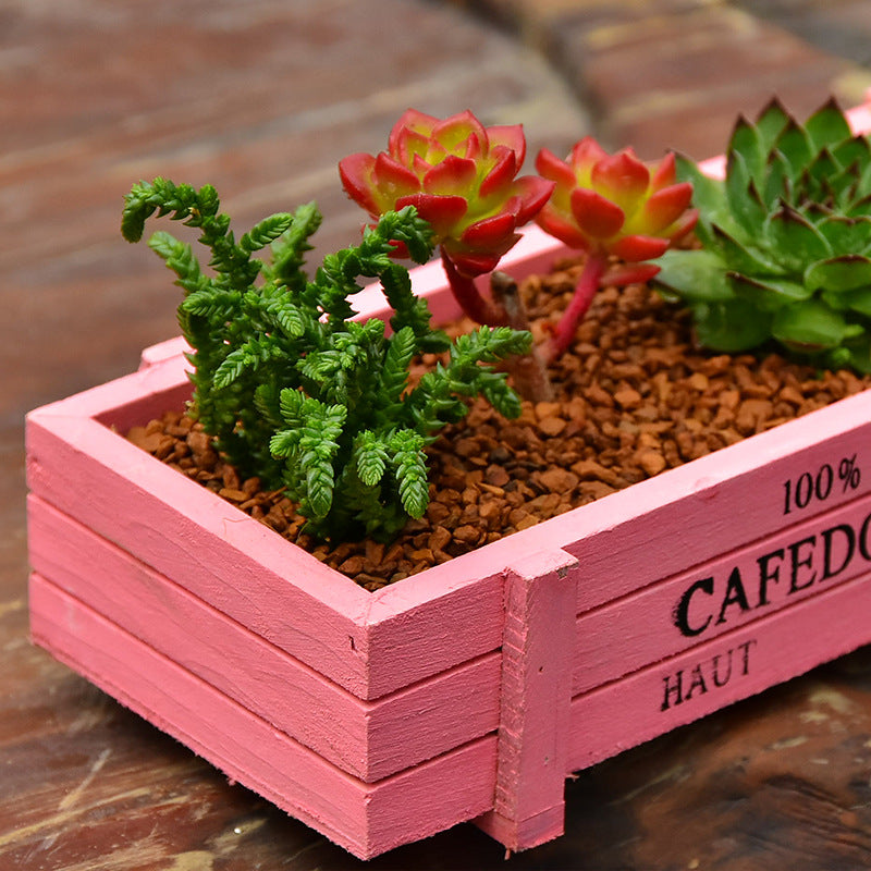Grocery Desktop Distressed Long Strip Wooden Storage Box Succulent Potted Letter Box Flower Device