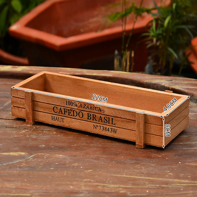 Grocery Desktop Distressed Long Strip Wooden Storage Box Succulent Potted Letter Box Flower Device