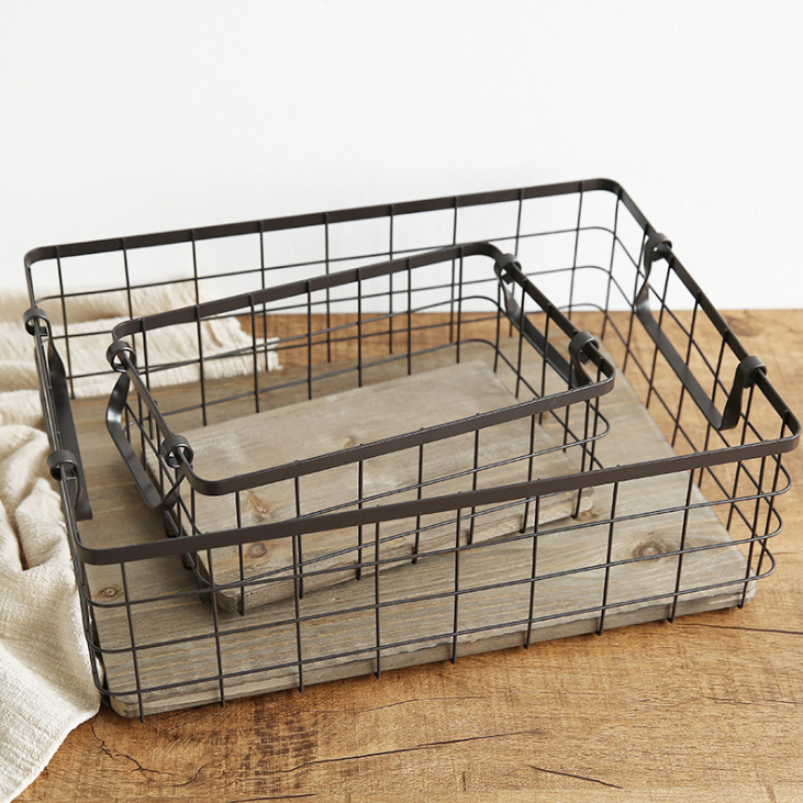 Japanese-style home wrought iron storage box Grocery storage basket wrought iron debris storage storage basket