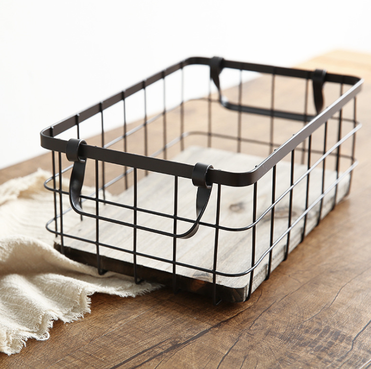 Japanese-style home wrought iron storage box Grocery storage basket wrought iron debris storage storage basket