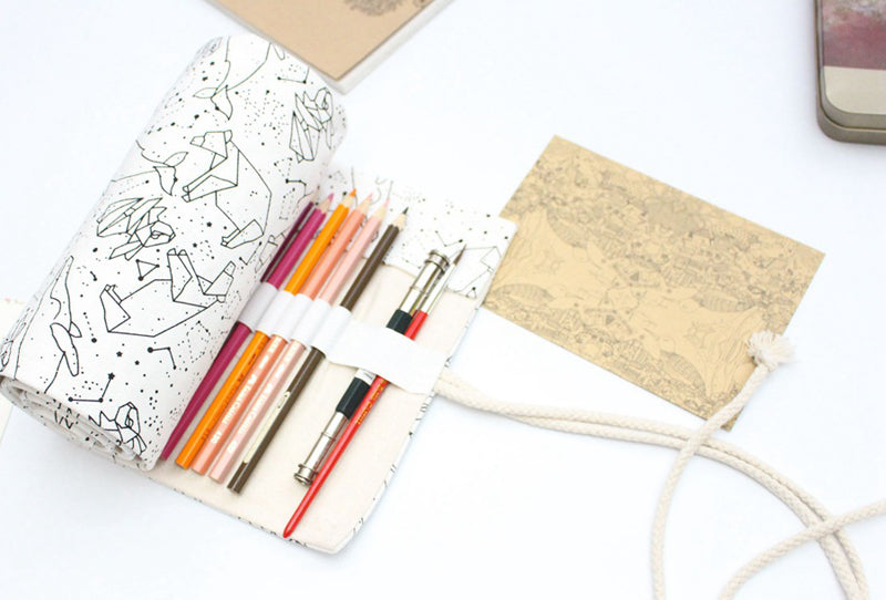 Canvas Pencil Wrap Roll Up Pencil Case For Coloring Pencil