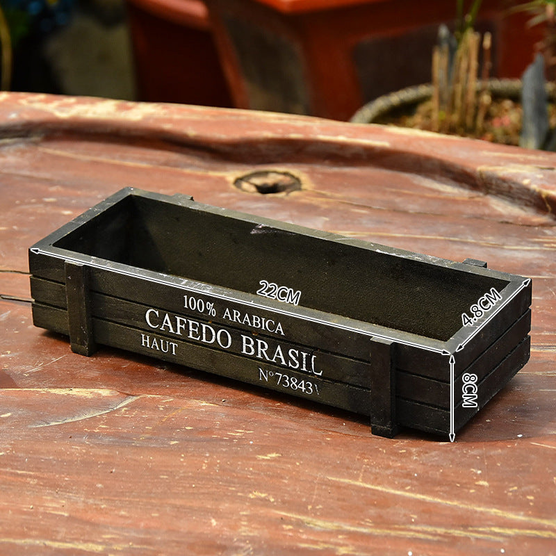 Grocery Desktop Distressed Long Strip Wooden Storage Box Succulent Potted Letter Box Flower Device