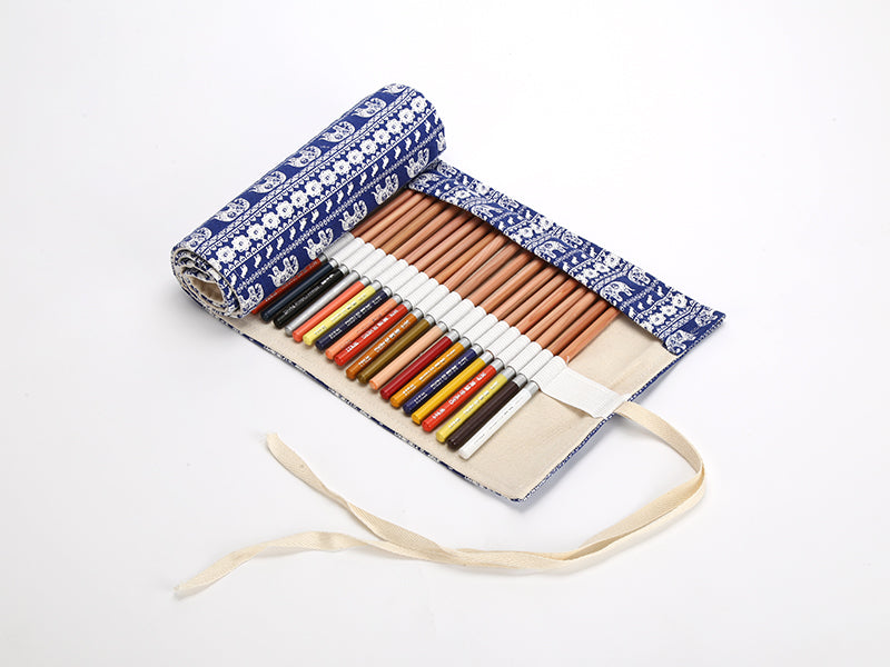 Canvas Pencil Wrap Roll Up Pencil Case For Coloring Pencil