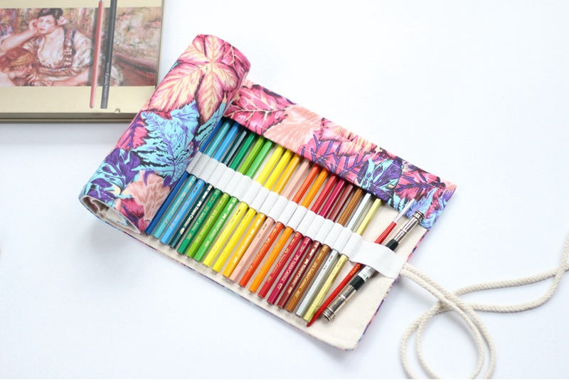 Canvas Pencil Wrap Roll Up Pencil Case For Coloring Pencil