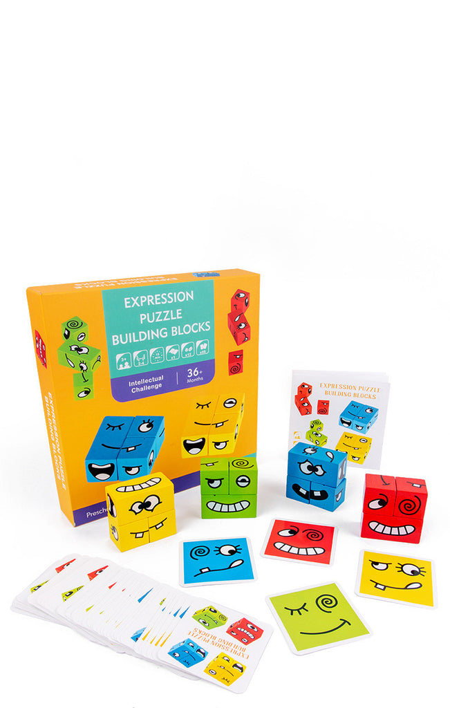 Wooden Expression Magic Face Puzzles Building Block