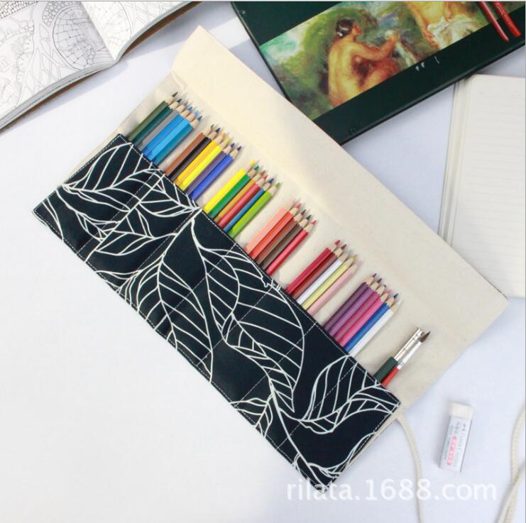 Canvas Pencil Wrap Roll Up Pencil Case For Coloring Pencil