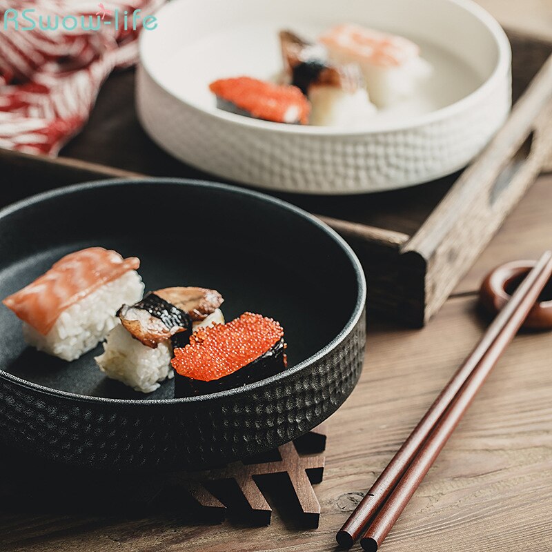 Ceramic Hammered Sushi Deep Plate Fruit Bowl