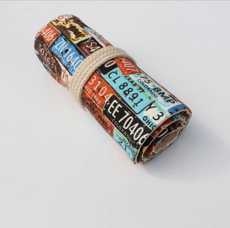 Canvas Pencil Wrap Roll Up Pencil Case For Coloring Pencil